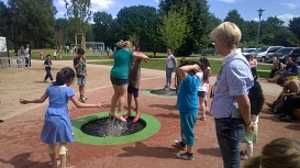 Fertiggestellter Bauabschnitt des Stadtteilparks.